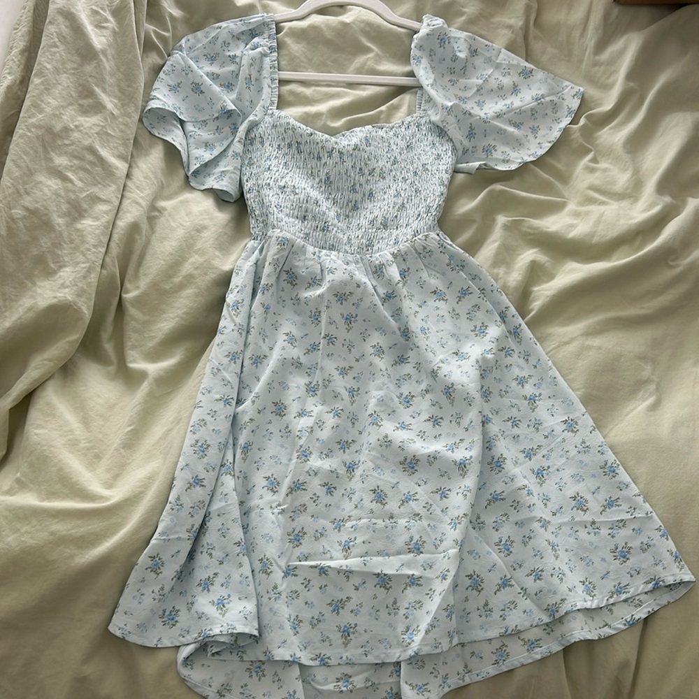 floral tie-back mini dress